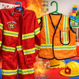 Kids Firefighter & Construction Costume Set Small Dress Up Bundle